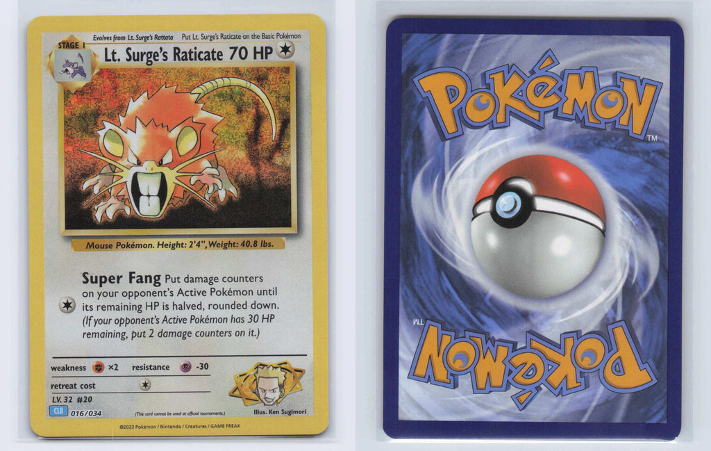 (#016/034) Lt. Surge's Raticate - Holo [Trading Card Game Classic]