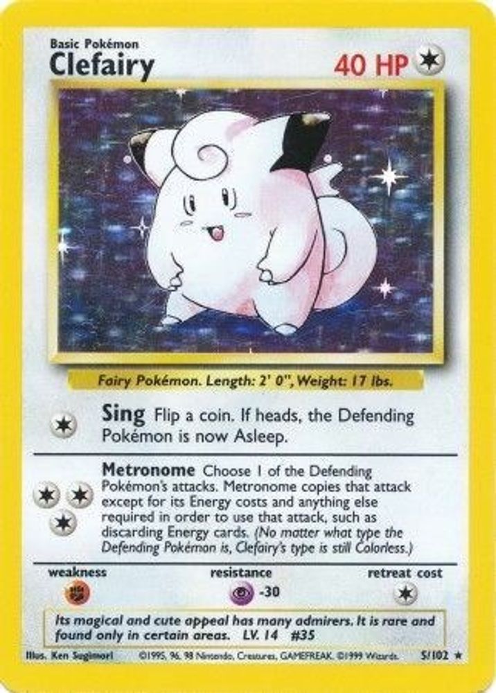 (#5/102) Clefairy - Holo [Base Set Unlimited]
