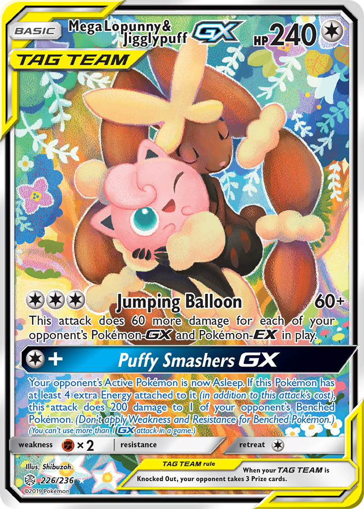 (#226/236) Mega Lopunny & Jigglypuff GX - Holo [Cosmic Eclipse]