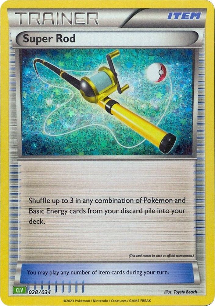 (#028/034) Super Rod (CLV) - Holo [Trading Card Game Classic]