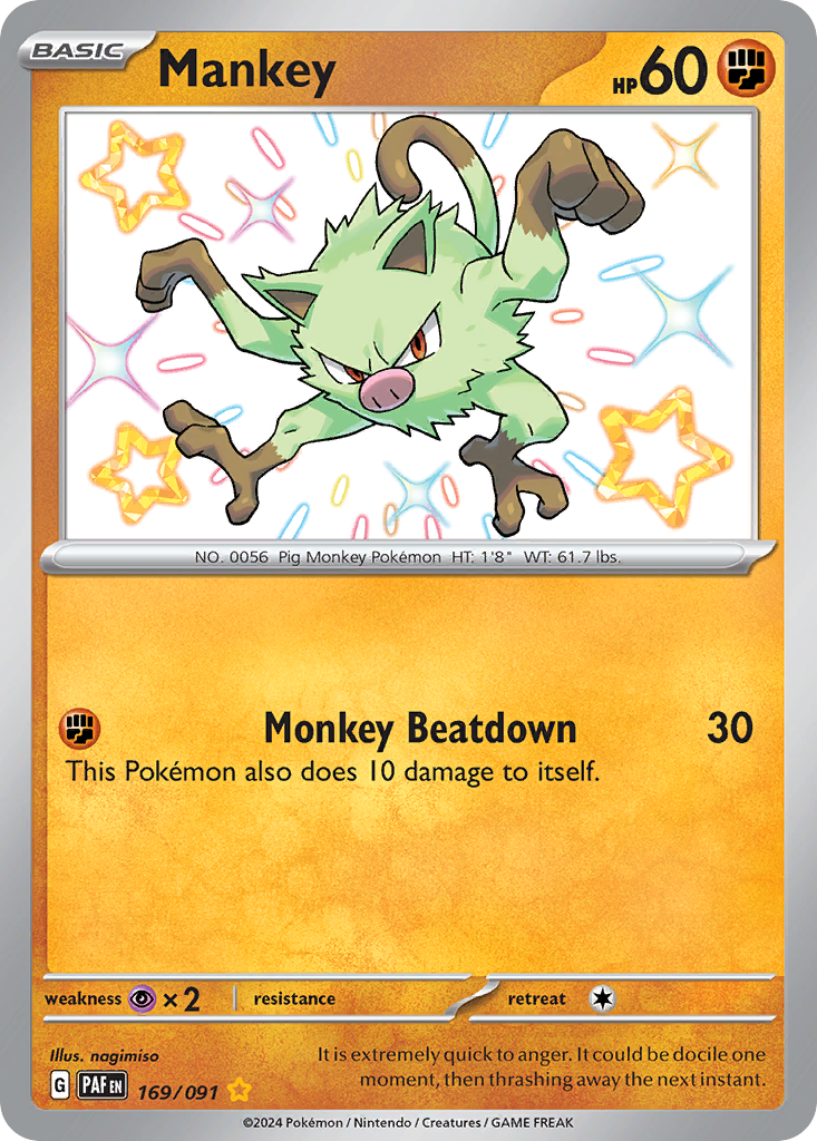 (#169/091) Mankey - Holo [Paldean Fates]