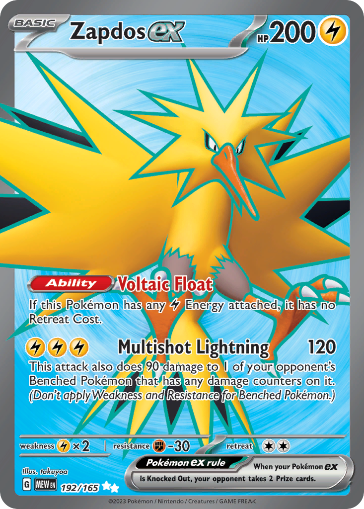 (#192/165) Zapdos ex - Holo [151]
