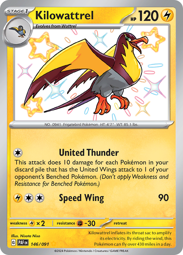 (#146/091) Kilowattrel - Holo [Paldean Fates]