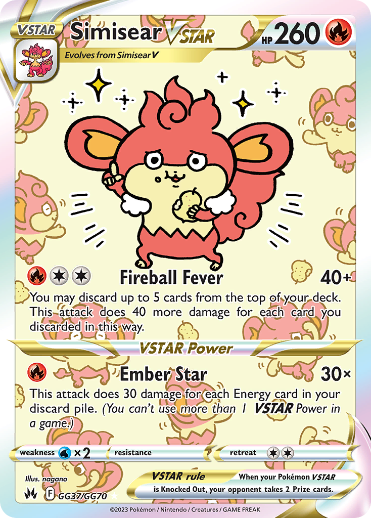 (#GG37/GG70) Simisear VSTAR - Holo [Crown Zenith Galarian Gallery]