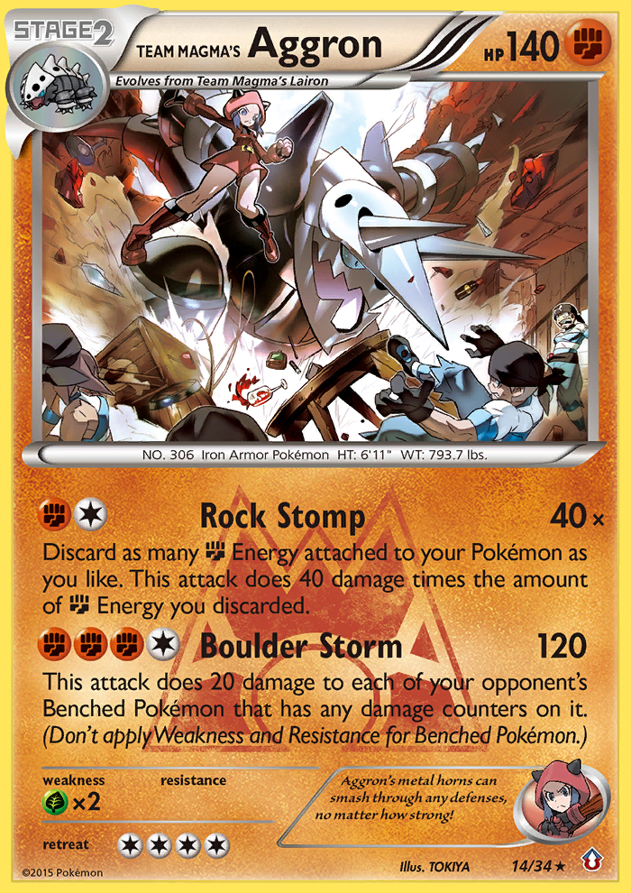 (#14/34) Team Magma's Aggron - Reverse Holo [Double Crisis]