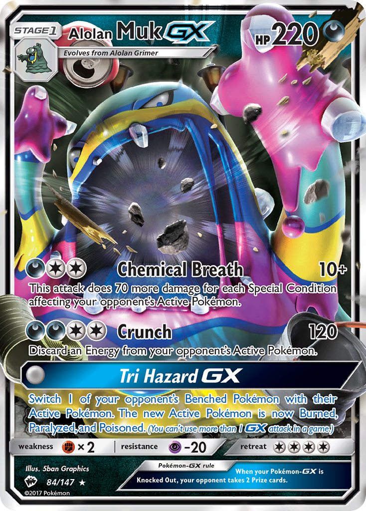 (#84/147) Alolan Muk GX - Holo [Burning Shadows]