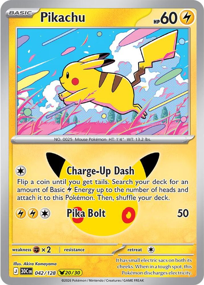 (#042/128) Pikachu - Holo [ME: 30th Celebration]