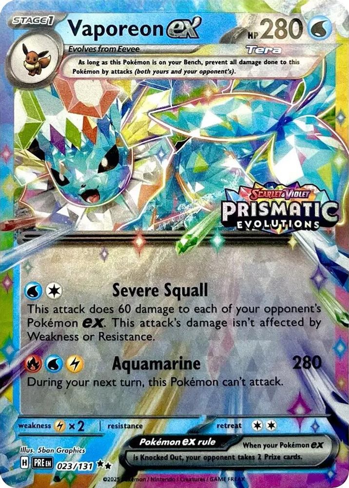 (#023/131) Vaporeon ex (Prismatic Evolutions Stamp) - Holo [Miscellaneous Cards & Products]