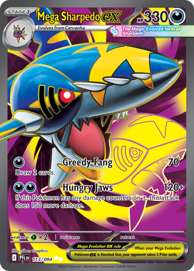 (#113/094) Mega Sharpedo ex - Holo [Phantasmal Flames]
