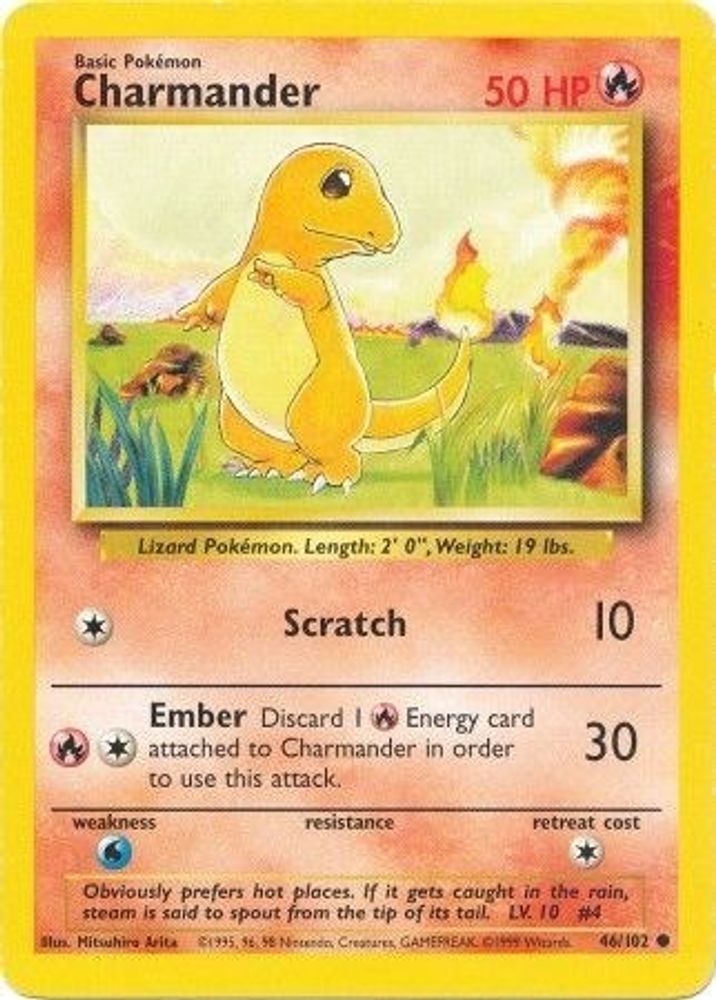 (#46/102) Charmander - Normal [Base Set Unlimited]