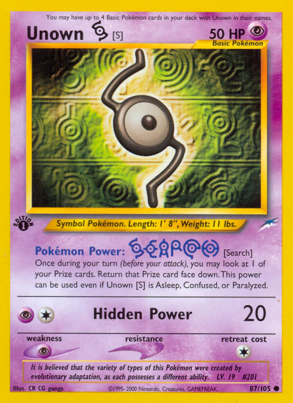(#87/105) Unown [S] - Unlimited [Neo Destiny]
