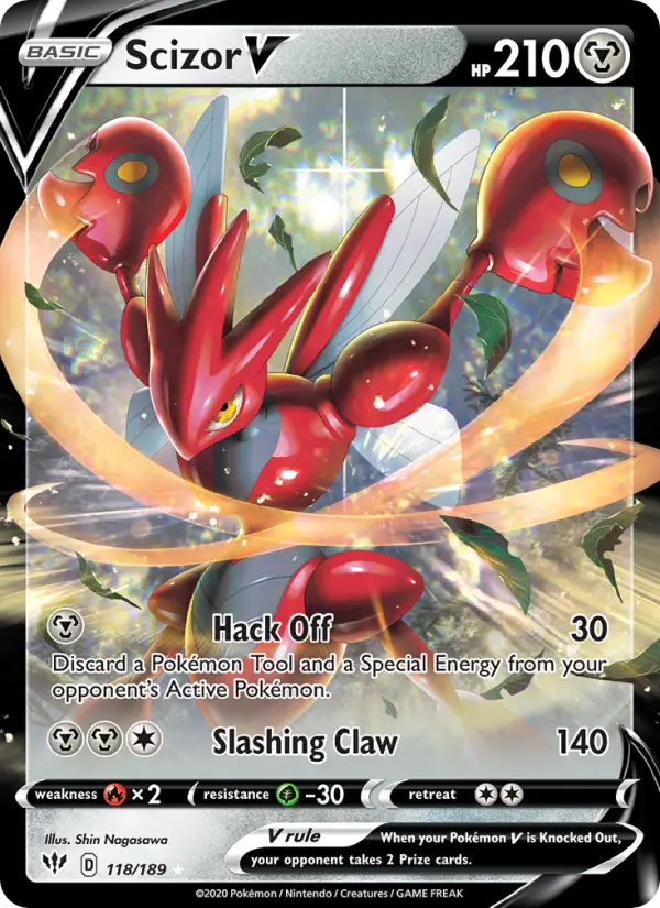 (#118/189) Scizor V [Sword & Shield: Darkness Ablaze]