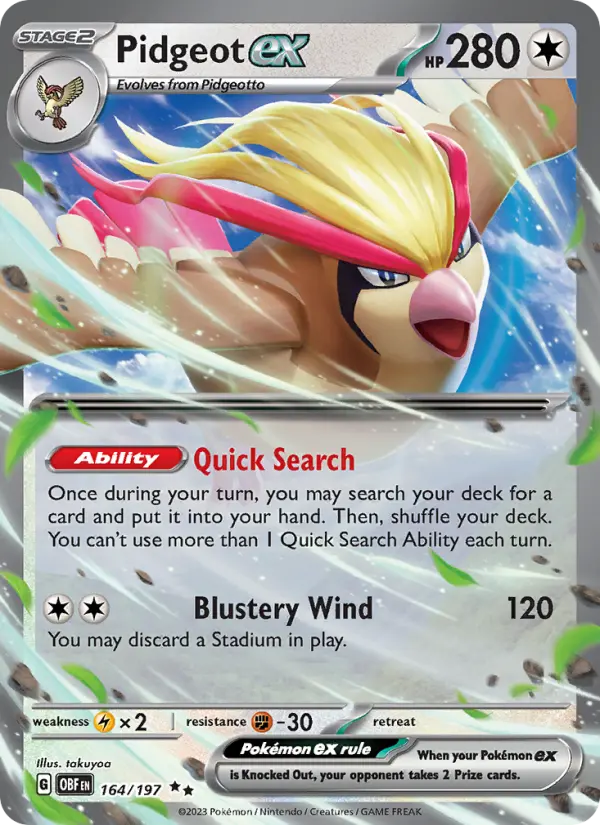 (#164/197) Pidgeot ex [Scarlet & Violet: Obsidian Flames]