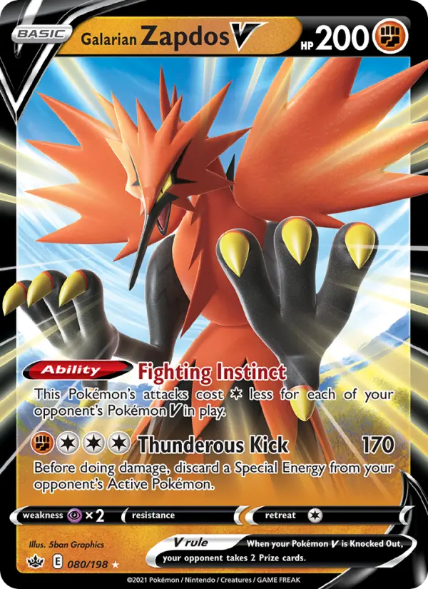 (#080/198) Galarian Zapdos V [Sword & Shield: Chilling Reign]