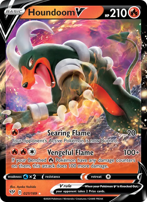 (#021/189) Houndoom V [Sword & Shield: Darkness Ablaze]