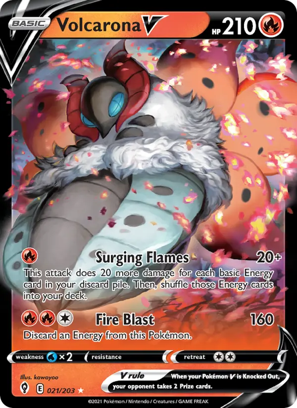 (#021/203) Volcarona V [Sword & Shield: Evolving Skies]