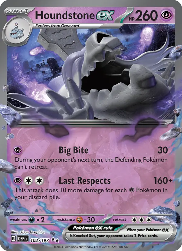 (#102/197) Houndstone ex [Scarlet & Violet: Obsidian Flames]