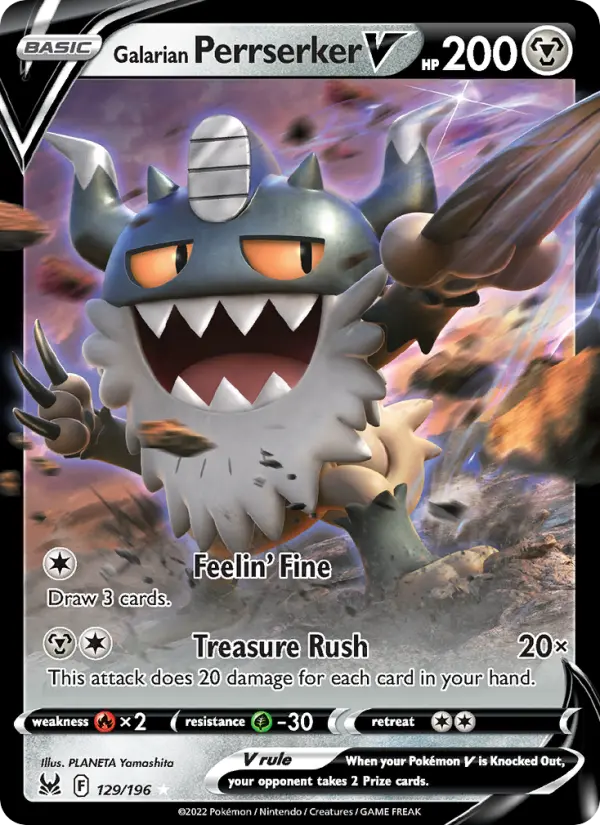 (#129/196) Galarian Perrserker V [Sword & Shield: Lost Origin]