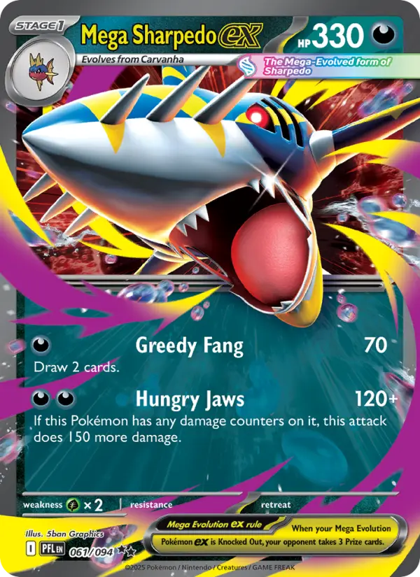 (#061/094) Mega Sharpedo ex [Mega Evolutions: Phantasmal Flames]