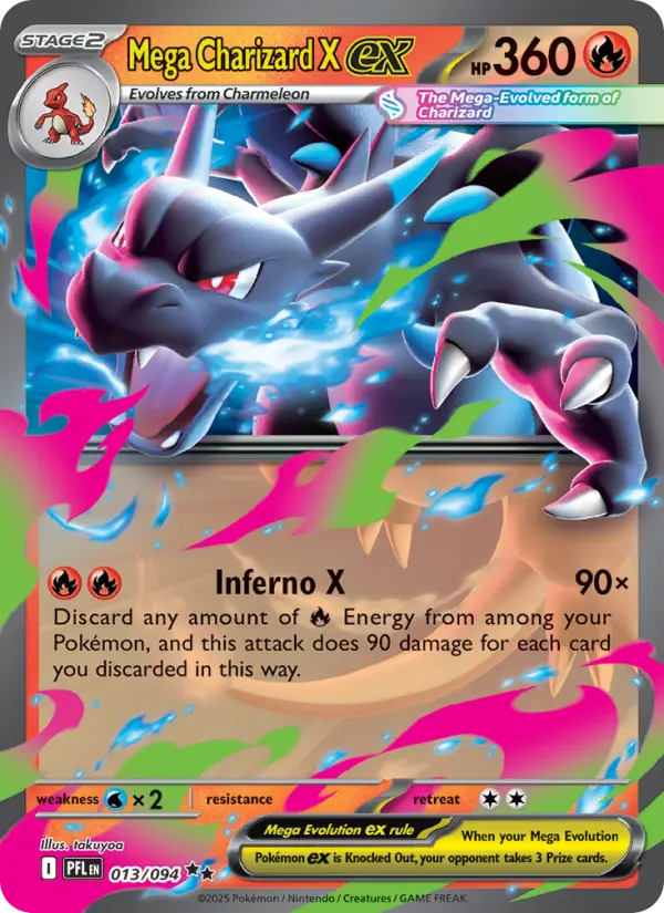 (#013/094) Mega Charizard X ex [Mega Evolutions: Phantasmal Flames]