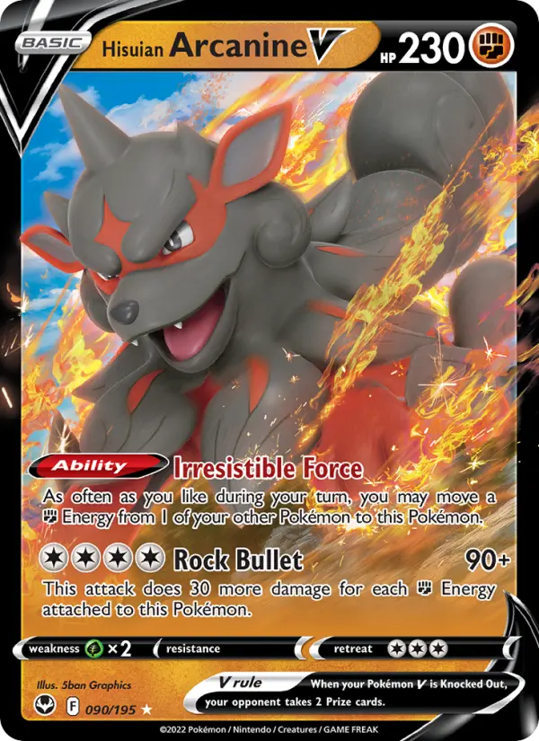 (#090/195) Hisuian Arcanine V [Sword & Shield: Silver Tempest]