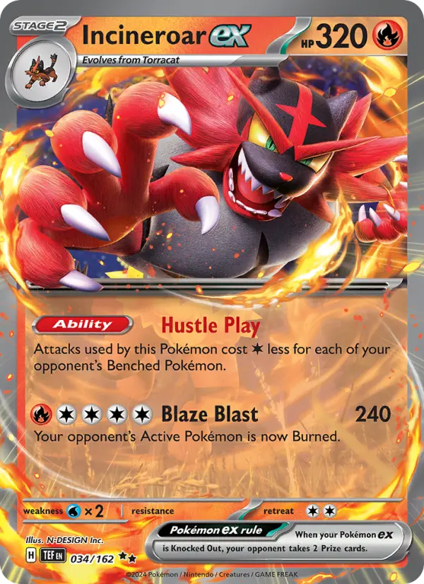 (#034/162) Incineroar ex [Scarlet & Violet: Temporal Forces]